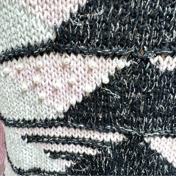 Vintage 80’s 90’s Diane Von Furstenburg Geometric Pearl Metallic Sweater - Picture 5 of 7